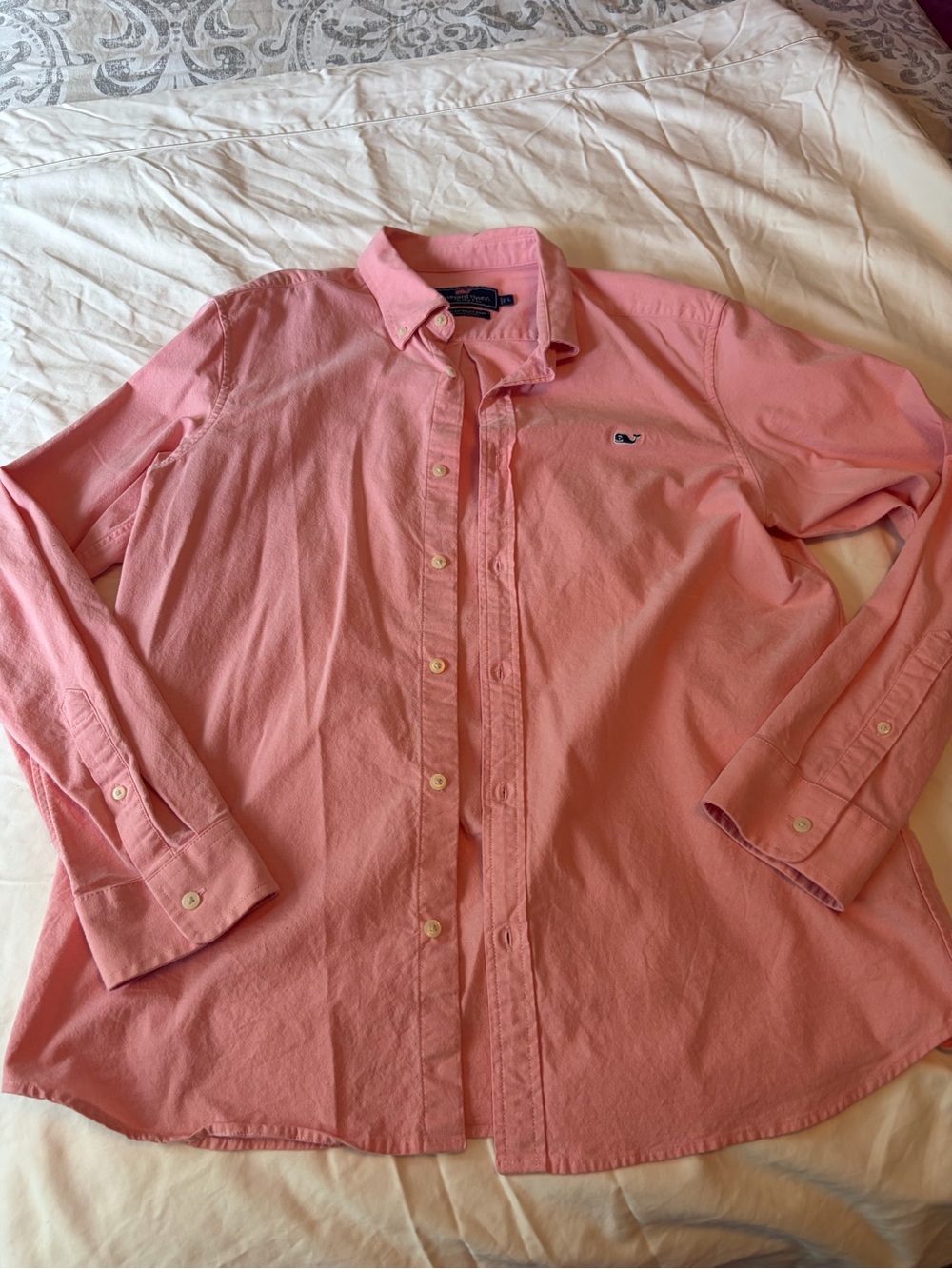 Vineyard Vines Men’s Coral Pink Button-Down Shirt